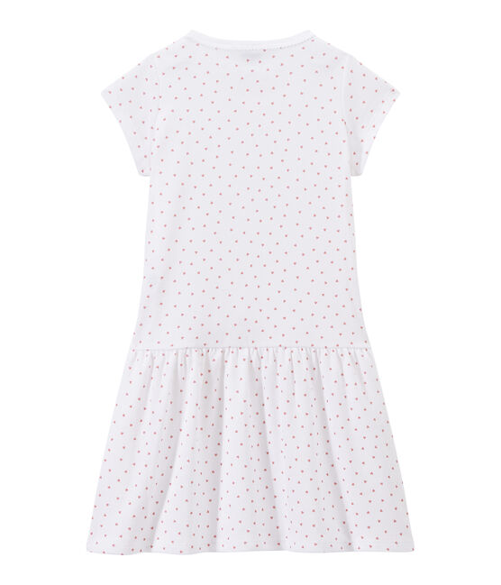 Girl's heart print nightshirt ECUME white/ROSE pink