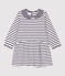 Babies' Striped Cotton Dress MARSHMALLOW white/SMOKING blue