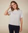 Women's Boxy tube knit T-shirt Ecru/blue