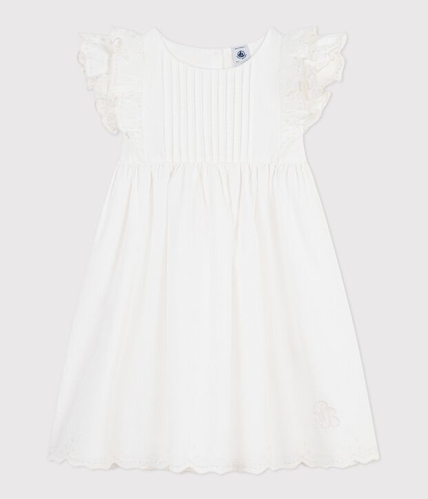 Children's short-sleeved plain cotton dress white