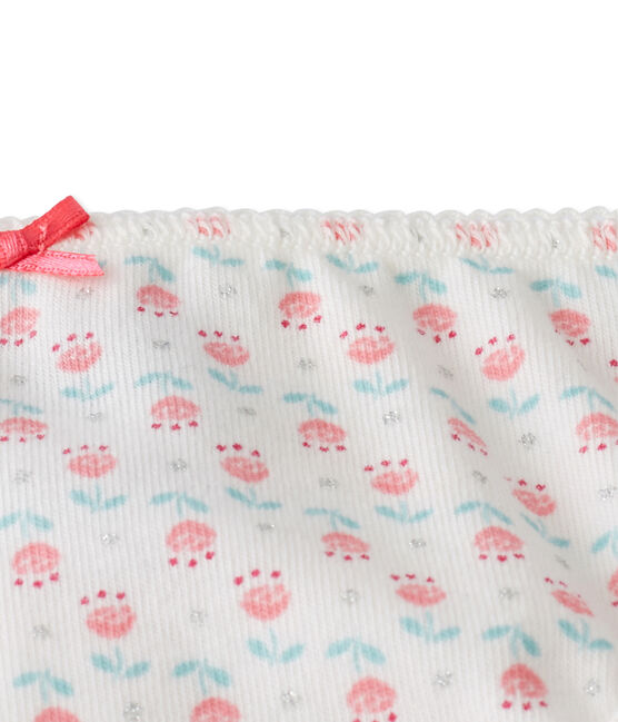 Girl's printed panties in stretch jersey LAIT white/MULTICO white