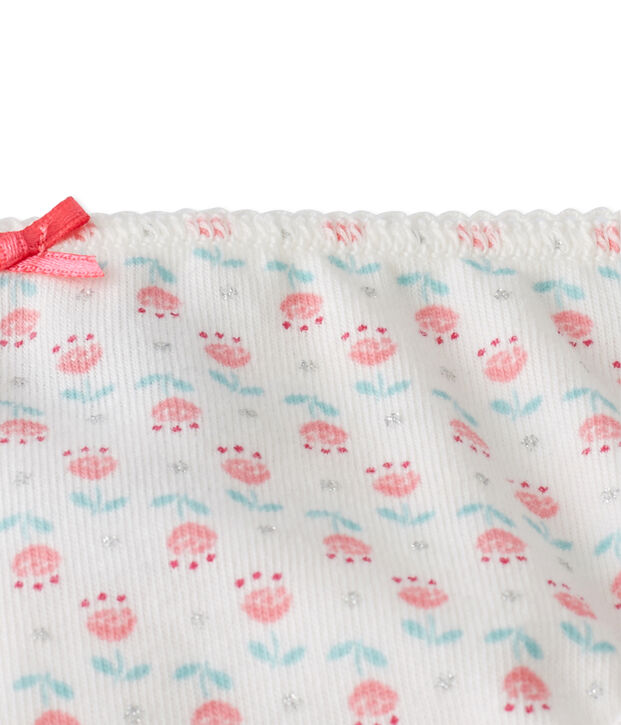 Girl's printed panties in stretch jersey white/multicolor
