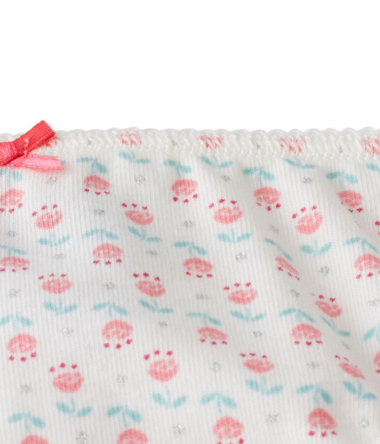 Girl's printed panties in stretch jersey white/multicolor
