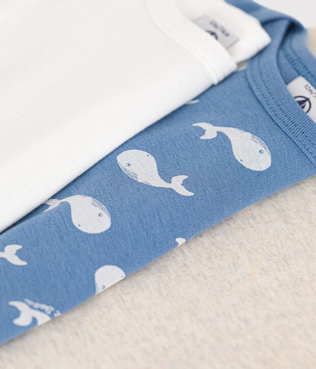 Babies' long-sleeved cotton whale-themed bodysuits - 3-Pack multicolor