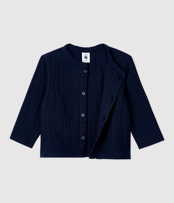 Babies' Organic Cotton Gauze Shirt SMOKING blue