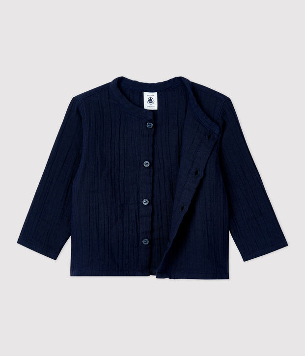 Babies' Organic Cotton Gauze Shirt blue