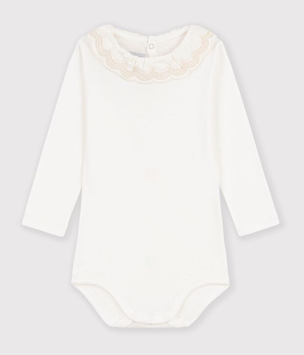 Babies' plain cotton body with a collar white