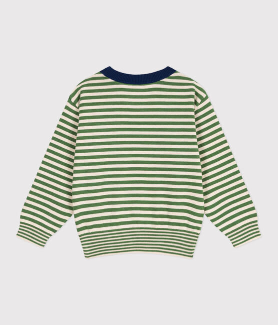 Children's stripy cotton jumper PALMERAIE green/AVALANCHE