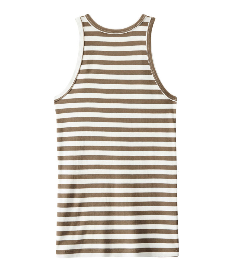 Women's vest top in heritage striped rib brown/white