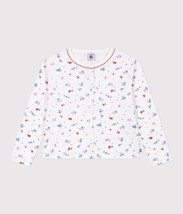Children's floral print cotton cardigan white/multicolor
