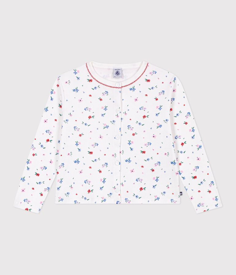 Children's floral print cotton cardigan MARSHMALLOW white/MULTICO white