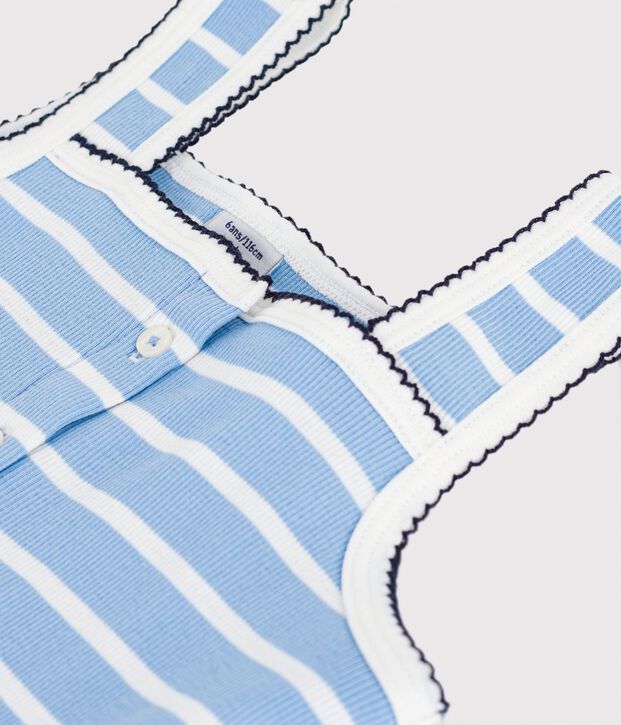 Children's stripy cotton tank top blue/white