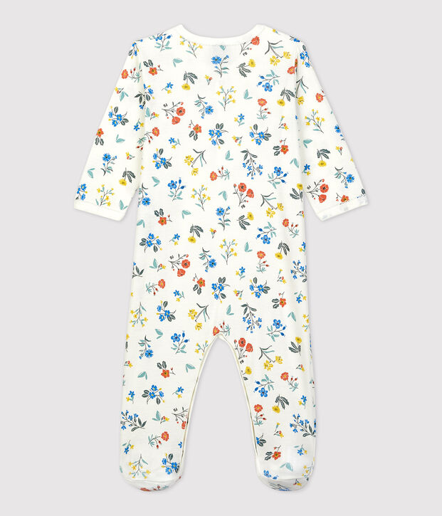 Babies' Floral Print Cotton Sleepsuit white/multicolor