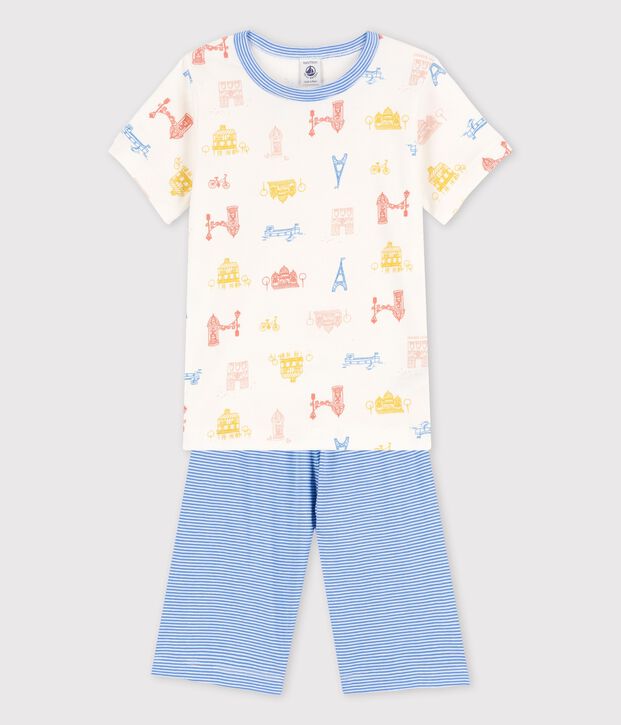 Boys' Paris Cotton Short Pyjamas white/multicolor