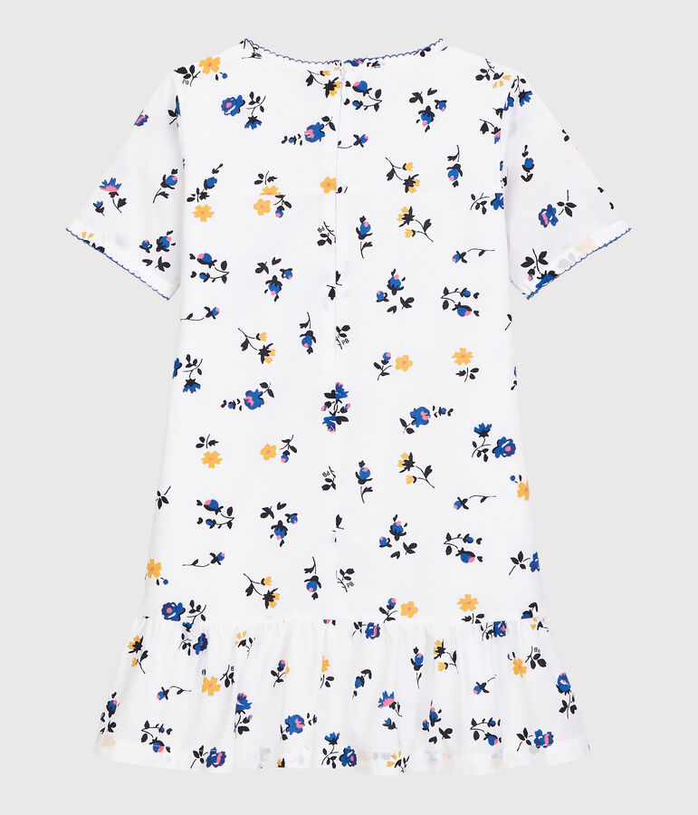 Girls' Short-Sleeved Cotton Dress white/multicolor