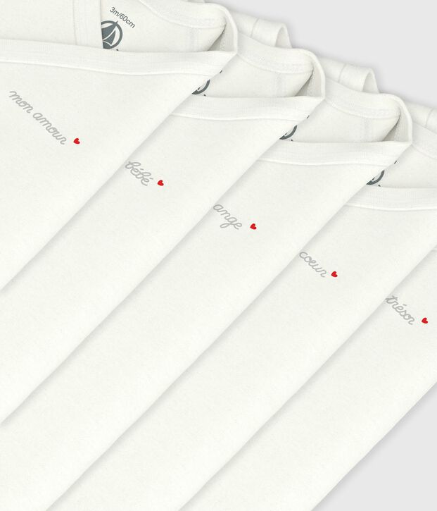 Pack of babies' long-sleeved crossover bodies in plain cotton multicolor