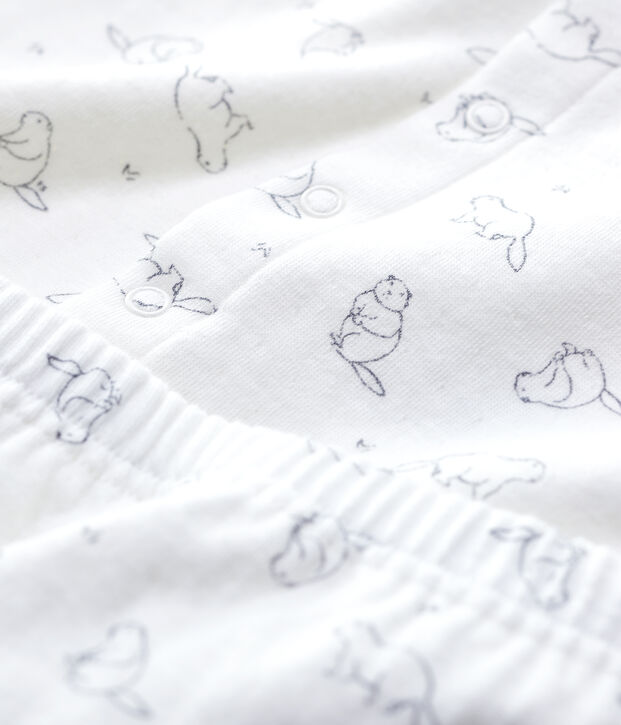 Babies' Marmot Patterned Organic Cotton Clothing - 2-Pack white/grey