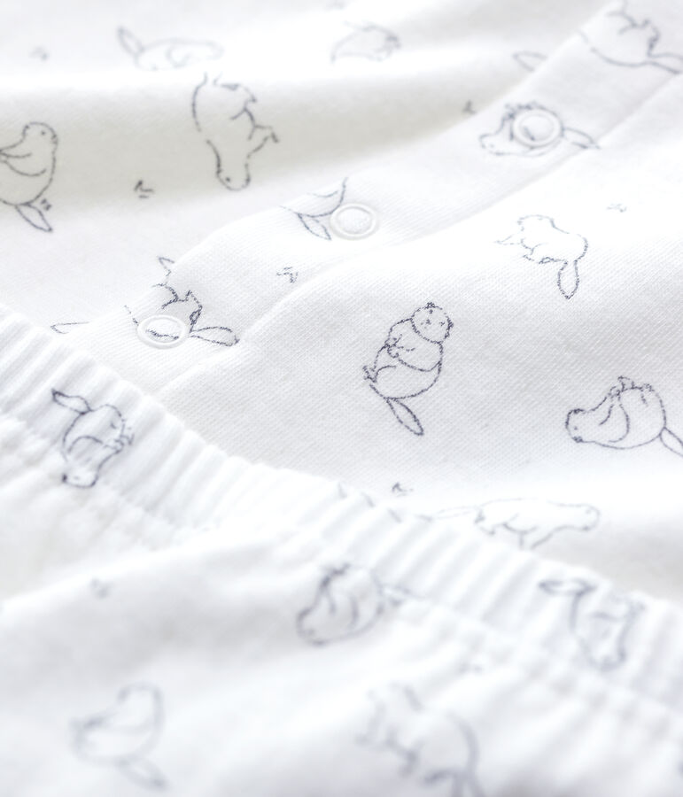 Babies' Marmot Patterned Organic Cotton Clothing - 2-Pack white/grey