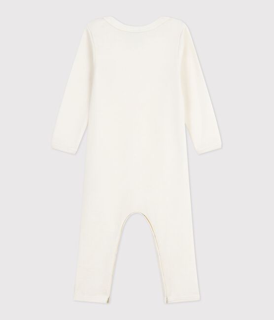 Babies' long-leg wool and cotton body ECRU 08163