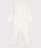 Babies' long-leg wool and cotton body ECRU 08163