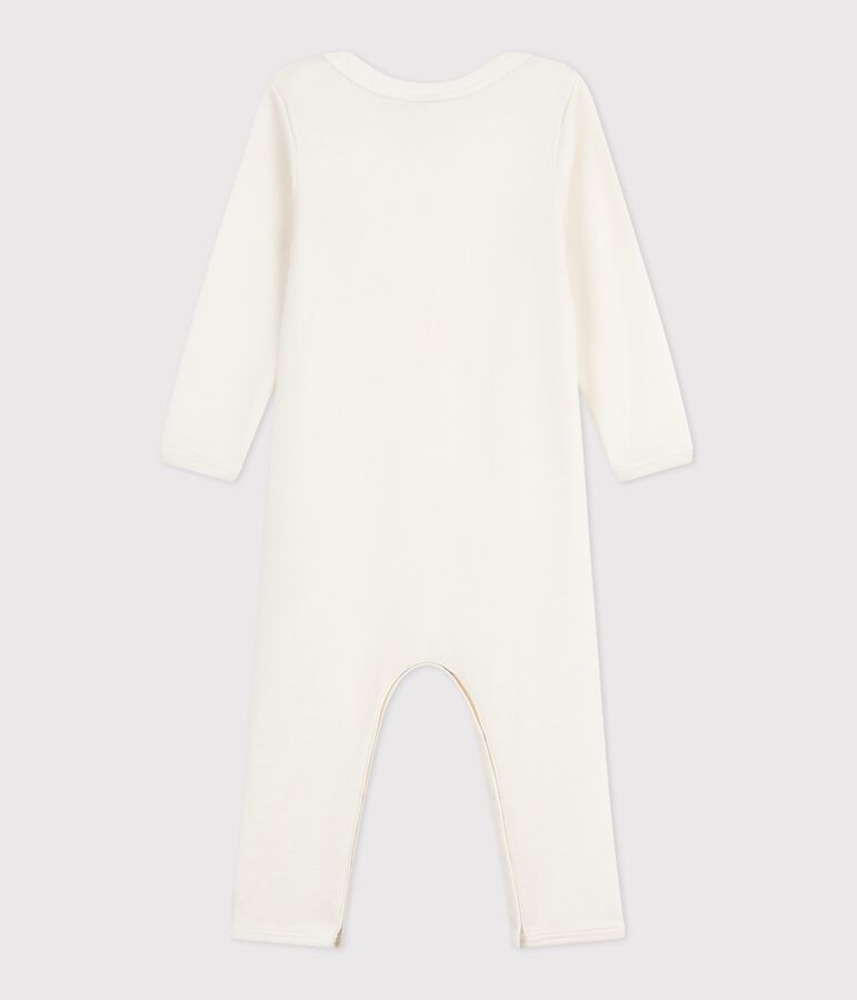 Babies' long-leg wool and cotton body beige