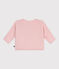 Babies' wool and cotton openwork knit wrapover top JOLI pink