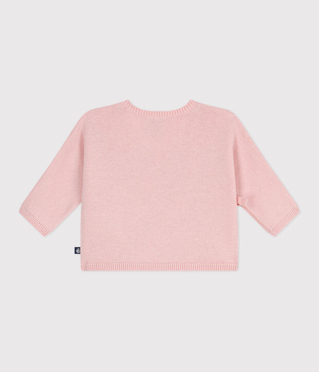 Babies' wool and cotton openwork knit wrapover top JOLI
