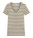 Women's striped original rib V-neck T-shirt