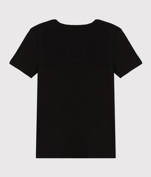 Women's iconic plain short-sleeved rib knit T-shirt black