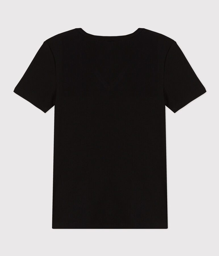 Women's iconic plain short-sleeved rib knit T-shirt black