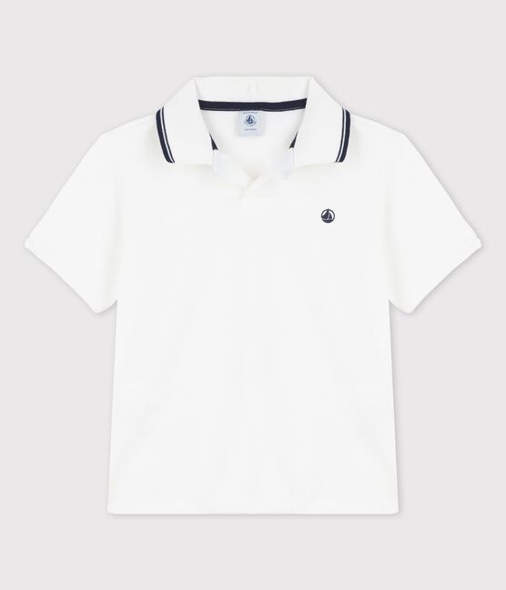 Boys' Short-Sleeved Jersey Polo Shirt MARSHMALLOW white
