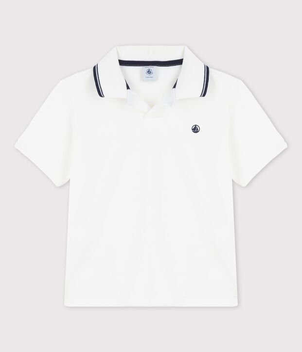 Boys' Short-Sleeved Jersey Polo Shirt white