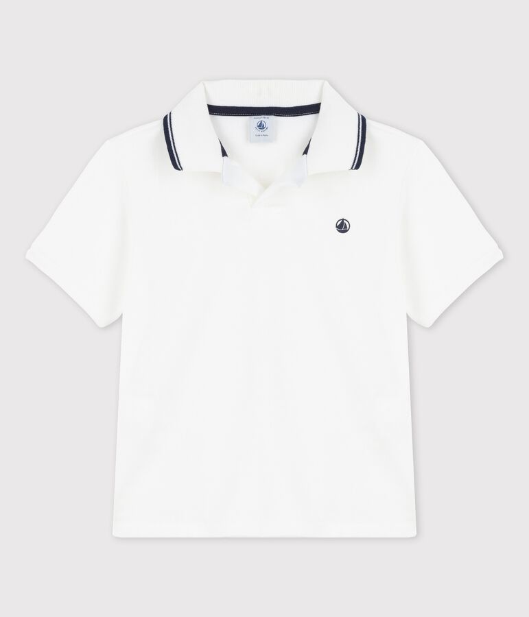 Boys' Short-Sleeved Jersey Polo Shirt white