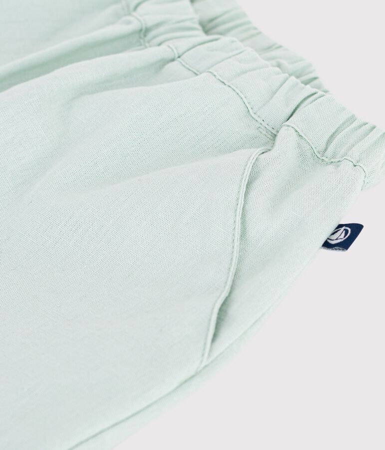 Babies' plain cotton/linen trousers blue