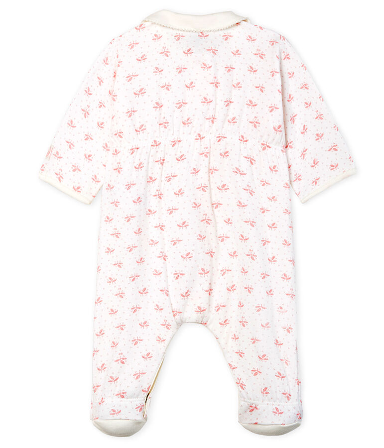 Baby Girls' Tube Knit Sleepsuit white/pink