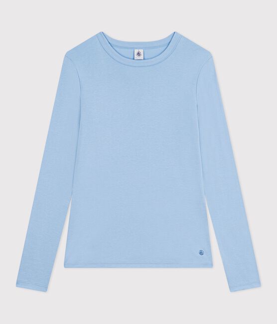 Women's long sleeved plain cotton T-shirt FLO blue