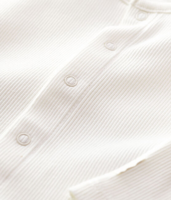 Babies' Organic Cotton 2x2 Rib Knit Cardigan MARSHMALLOW white