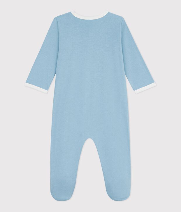 Babies' plain cotton pyjamas blue