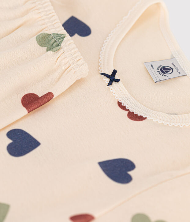 Children's Heart Print Cotton Pyjamas Ecru/multicolor