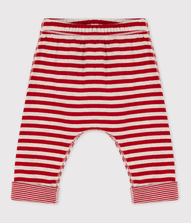 Babies' Stripy Tube Knit Trousers red/beige