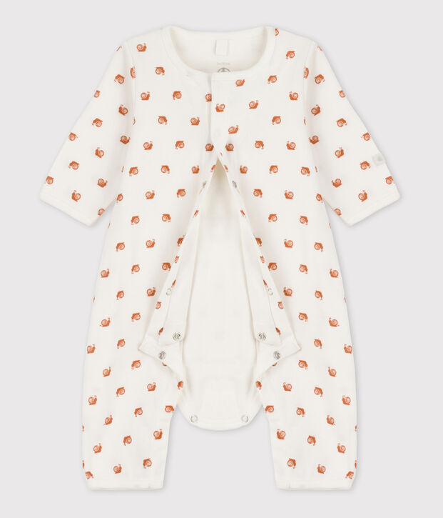 Babies' Patterned Footless Cotton Bodyjama white/brown