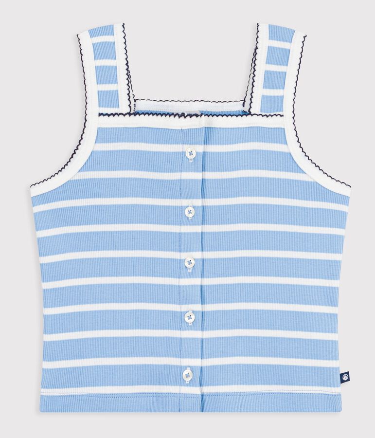 Children's stripy cotton tank top blue/white