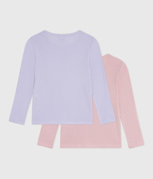 Pack of children's long-sleeved openwork cotton T-shirts multicolor