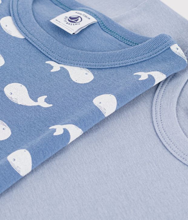 Pack of children's short-sleeved whale-print cotton T-shirts multicolor