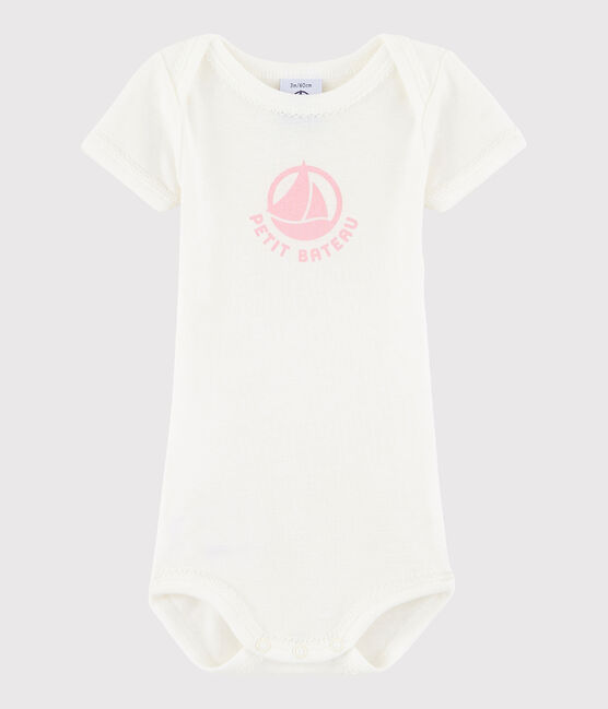 Baby Girls' Short-Sleeved Bodysuit MARSHMALLOW white