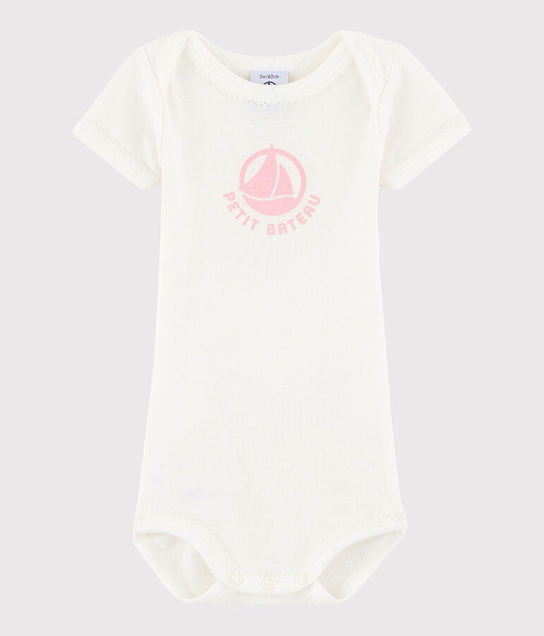 Baby Girls' Short-Sleeved Bodysuit white