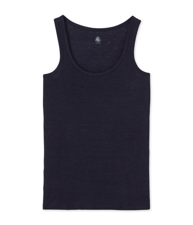 Women's linen vest top blue