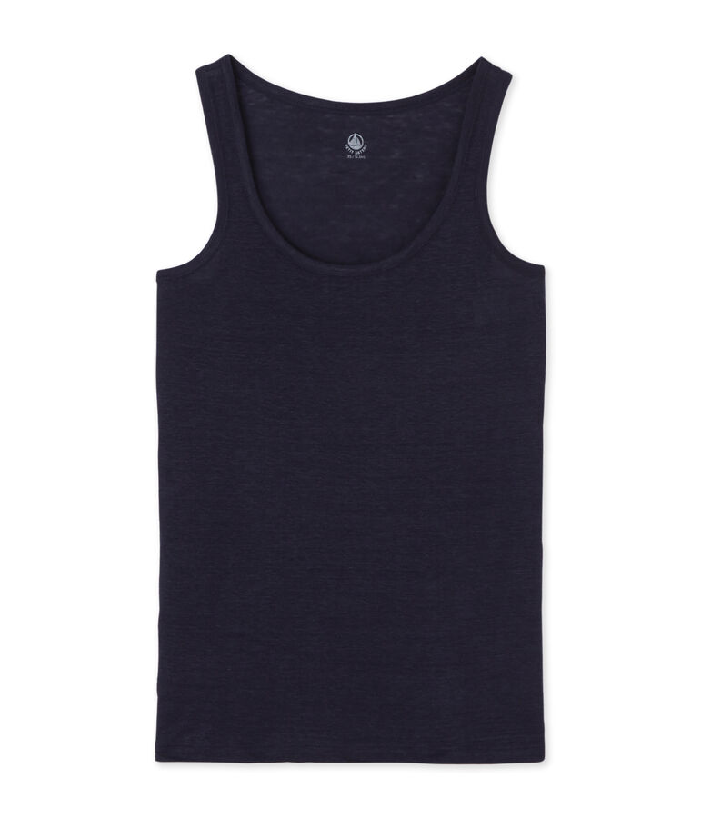 Women's linen vest top blue