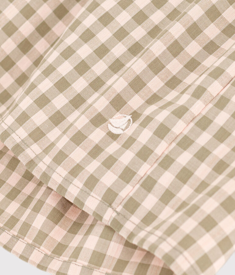 Girls' Short-Sleeved Seersucker Dress green/pink