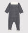 Babies' Stripy Organic Cotton Velour Sleepsuit with Collar blue/white